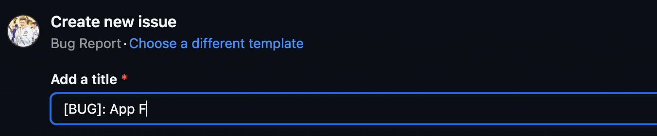 Add a title after BUG or FEATURE