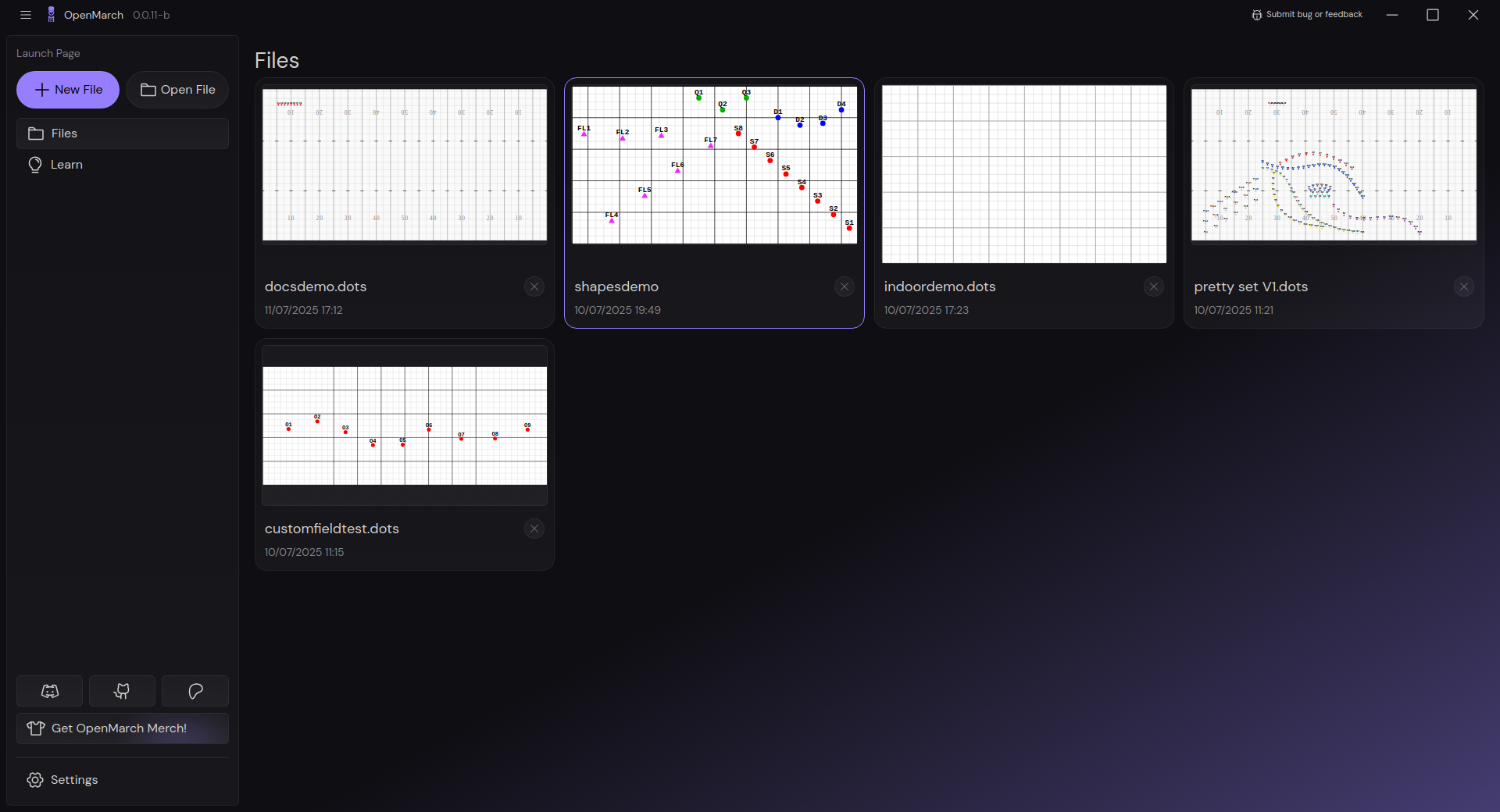 Launch page