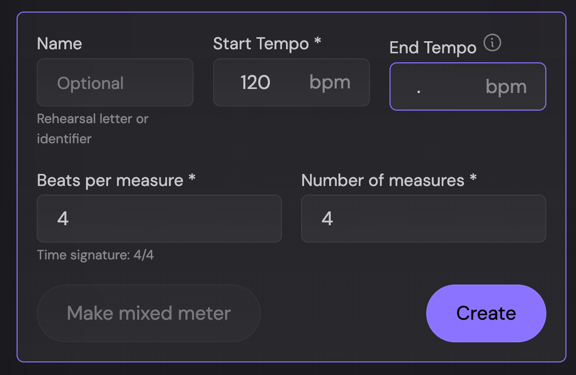 Creating a new tempo group