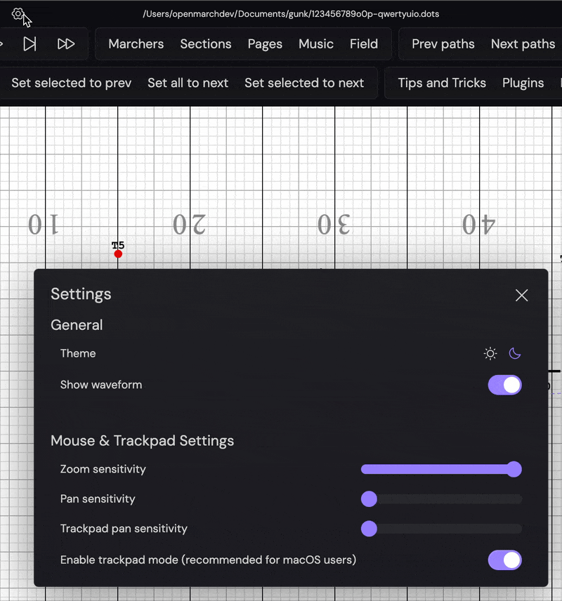 Settings example
